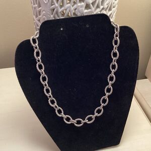 Silvertone Twisted Rope Link Necklace in Stainless Steel